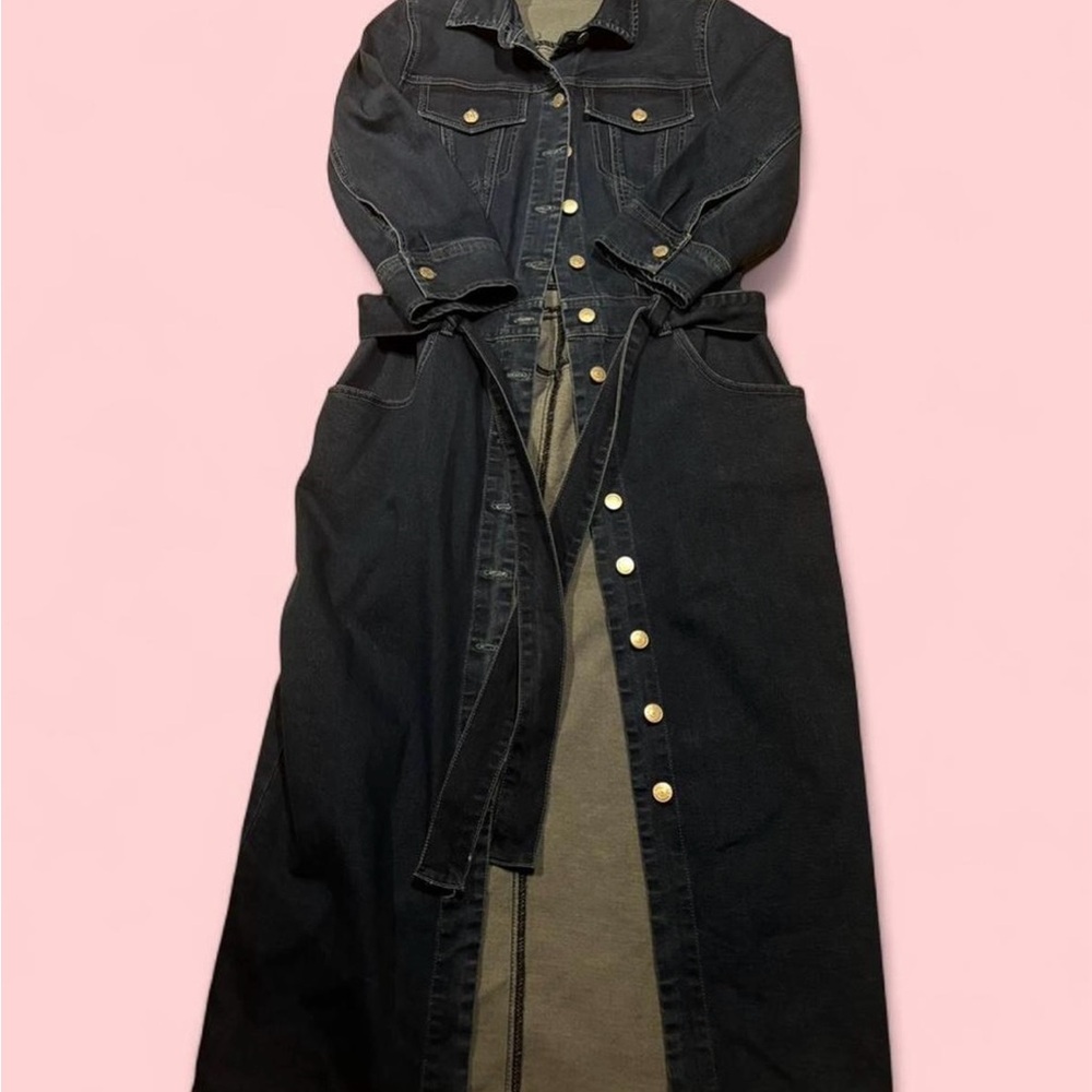 New York & Company Dark Blue Denim Shirt